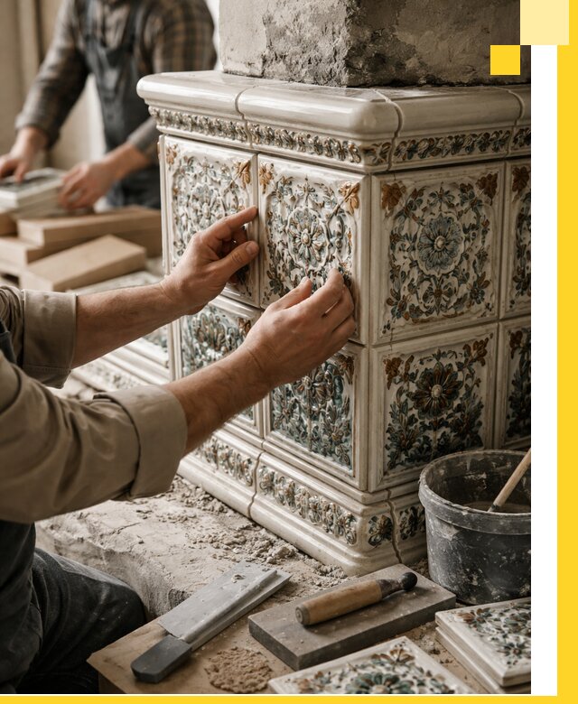 Изразцовые камины под ключ в Владимире: проект и монтаж