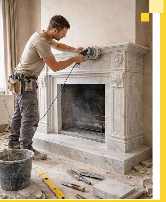 Изготовление и установка мраморных каминов в Владимире под ключ