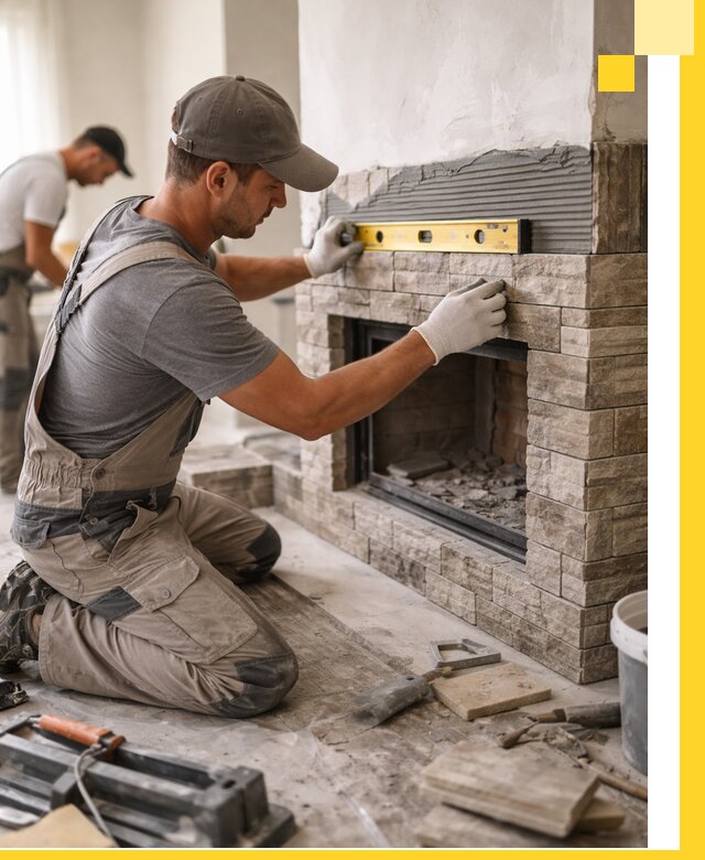 Облицовка каминов в Владимире, монтаж и отделка натуральным камнем