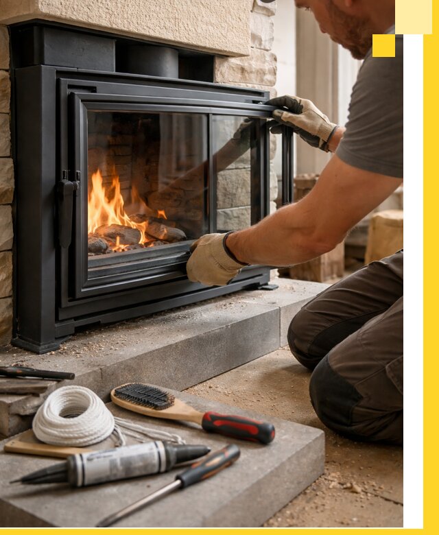 Производство, монтаж и доставка каминов со стеклом в Владимире