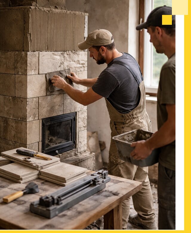 Профессиональная облицовка печей в Владимире: керамика и камень