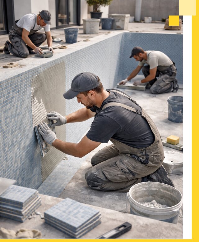 Облицовка бассейнов в Владимире плитка мозаика гидроизоляция