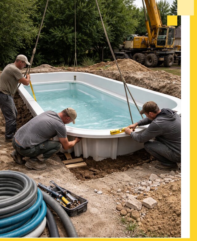 Установка и монтаж композитных бассейнов под ключ в Владимире