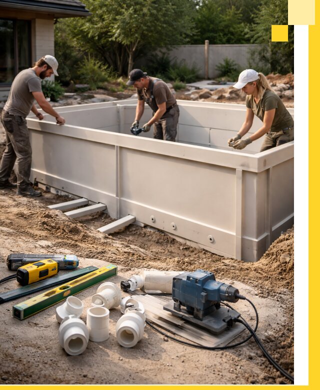 Установка полипропиленовых бассейнов под ключ в Владимире