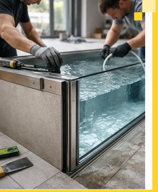 Проектирование и монтаж стеклянных бассейнов в Владимире