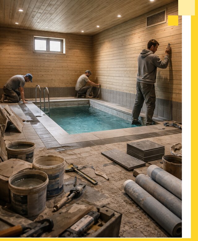 Строительство бани с бассейном и сауной под ключ в Владимире