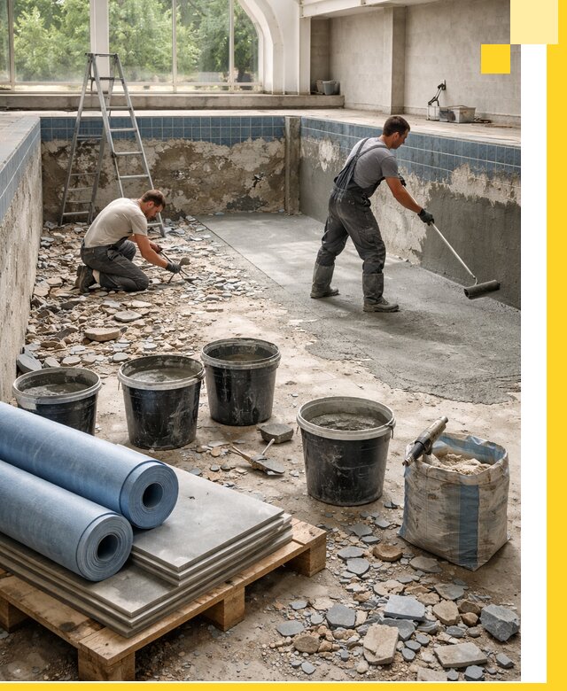 Реконструкция бассейнов в Владимире: ремонт, гидроизоляция