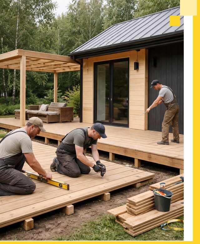 Строительство бань с террасой и бассейном под ключ в Владимире