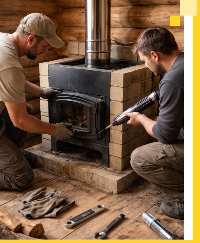 Монтаж и установка печи в бане под ключ с гарантией в Владимире