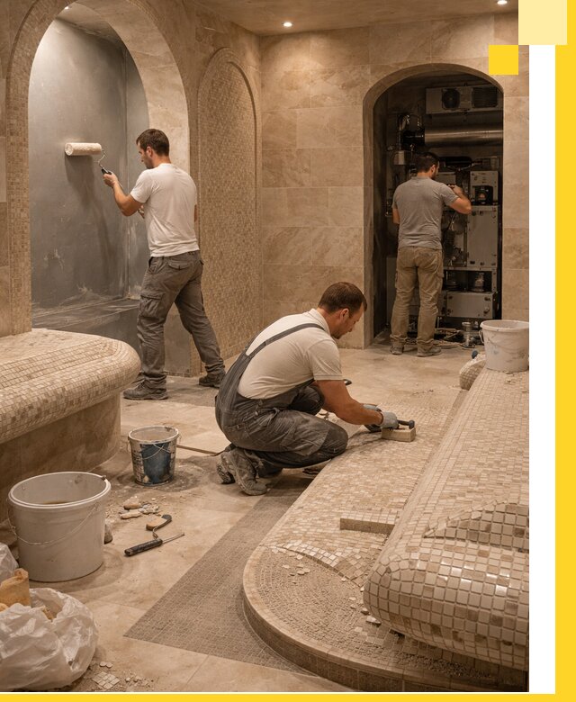 Строительство бани с хамамом и бассейном под ключ в Владимире