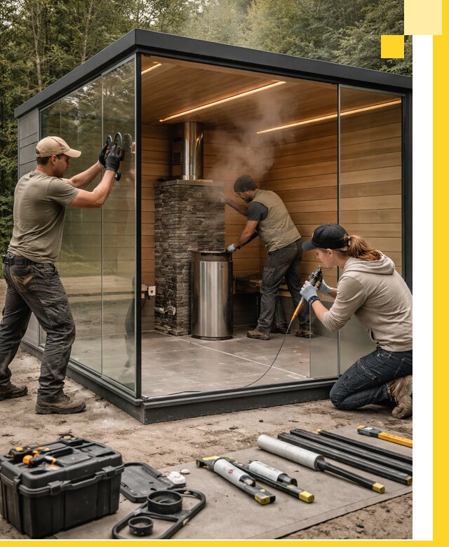 Проектирование и строительство стеклянных бань в Владимире