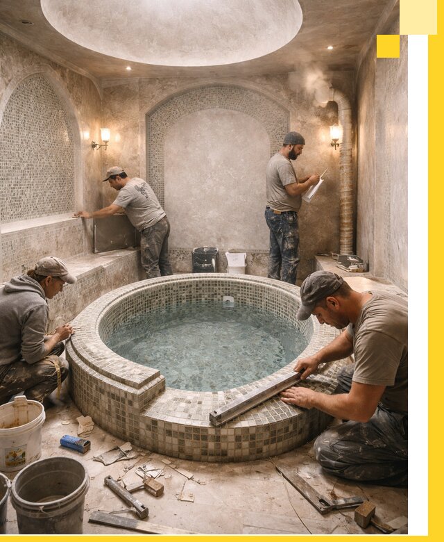 Профессиональное строительство хамама с бассейном в Владимире под ключ