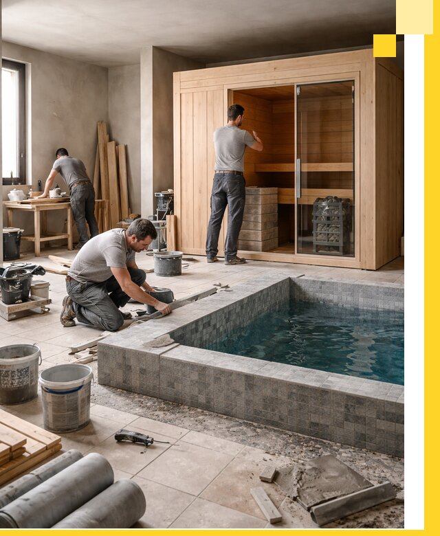 SPA зоны под ключ с бассейном сауной и печью в Владимире